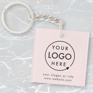 Your Logo   Blush Pink Business Corporate Modern Key Ring