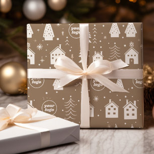 Your Logo Brown Craft Christmas  Wrapping Paper