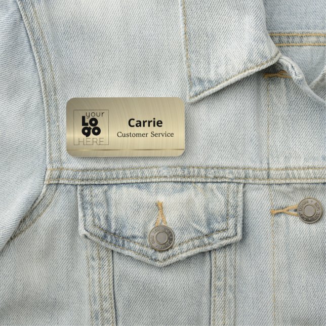 Your Logo Brushed Brass Name Tag with Bronze (In Situ)
