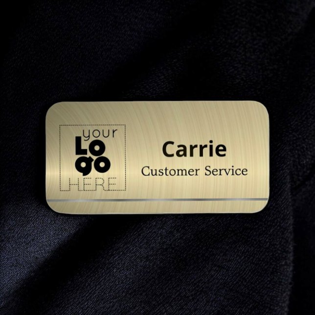 Your Logo Brushed Brass Name Tag with Pewter (Creator Uploaded)