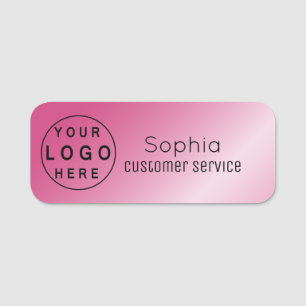 Your Logo Brushed Radial Hot Pink Name Tag