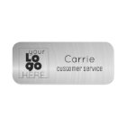 Your Logo Brushed Radial Metallic Silver Name Tag