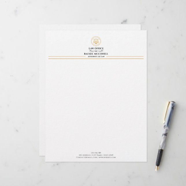 Your Logo Business | Attorney At Law  Custom Letterhead (Front/Back In Situ)