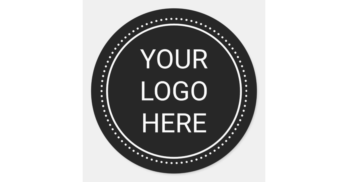 Your Logo Business Classic Round Black Sticker | Zazzle