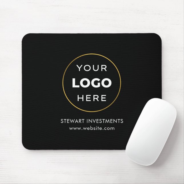 Your Logo Business Corporate Black Mouse Mat (With Mouse)