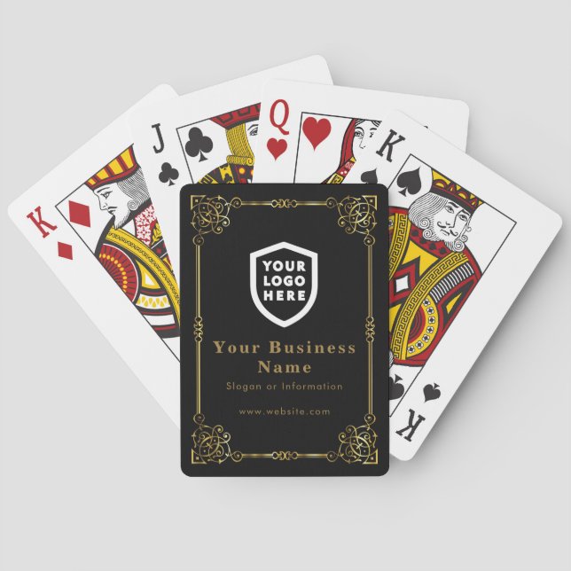 Your Logo | Business Corporate Golden Border Playing Cards (Back)