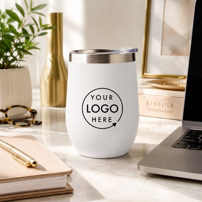 Your Logo | Business Corporate Modern Minimalist (Custom logo wine tumblers by Guava for business branding, events, and client gifts)