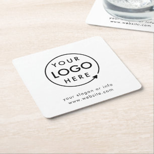 Your Logo   Business Corporate Modern Minimalist Square Paper Coaster
