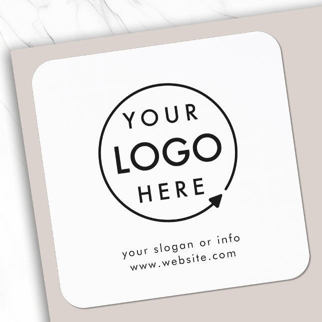 Your Logo | Business Corporate Modern Minimalist Square Sticker (Put your branding front and center with these custom logo stickers)