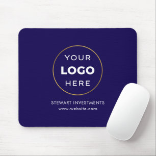 Your Logo Business Corporate Navy Blue Mouse Mat