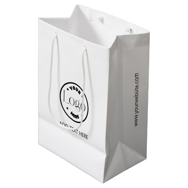 Your Logo Business Corporate Professional White Medium Gift Bag (Front Angled)