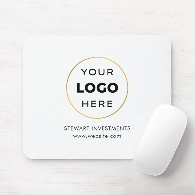 Your Logo Business Corporate White Mouse Mat (With Mouse)