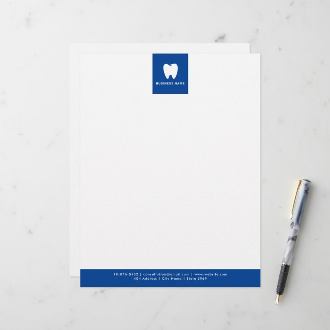 Your Logo | Business Dentist Modern Minimalist Custom Letterhead (Front/Back In Situ)