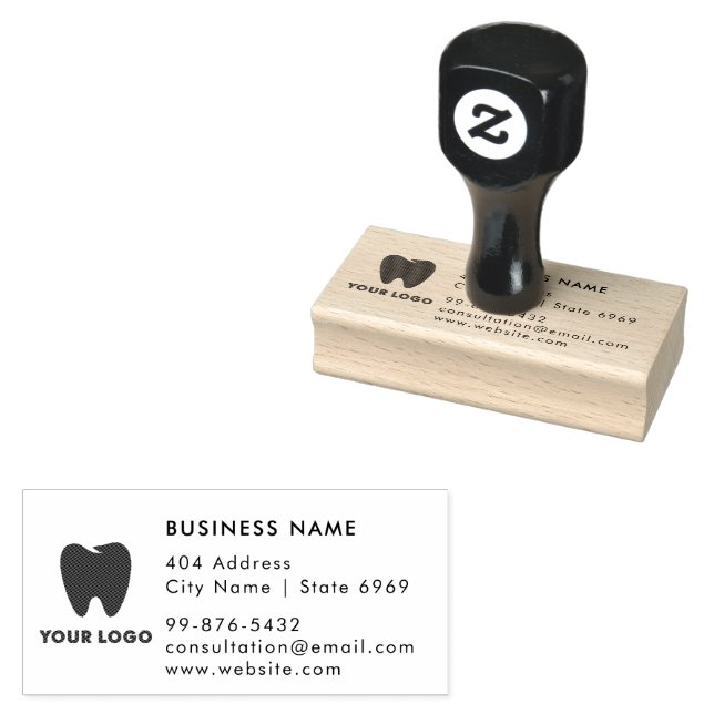 Your Logo | Business Dentist Modern Minimalist Rubber Stamp (Stamped)