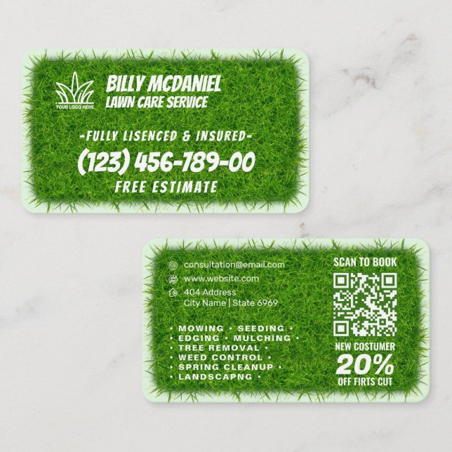 Your Logo Business | Lawn Care Service Business Card (Front/Back)