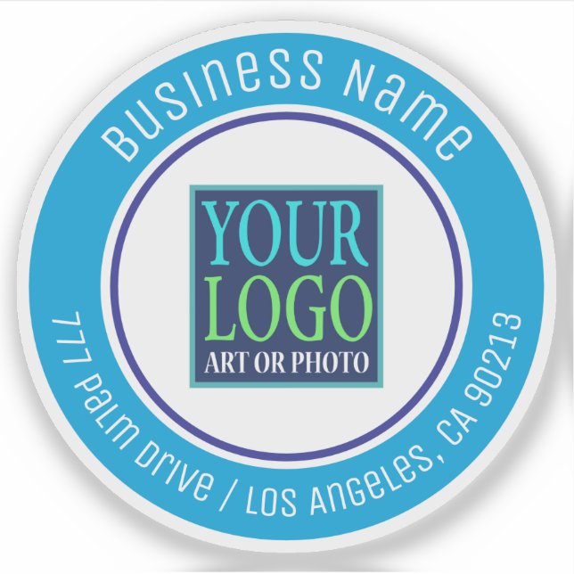 Your Logo, Business Name, Address, Blue Circle (Front)