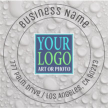 Your Logo, Business Name, Address, Water Drips