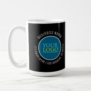 Your Logo, Business Name, Any Text, Black & Blue Coffee Mug