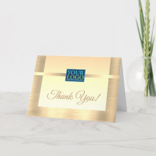 Your Logo, Business Name, Message, Gold Design Thank You Card