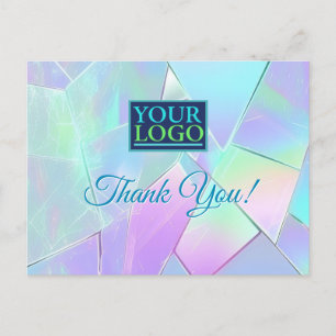 Your Logo, Business Name, Teal & Purple Iridescent Postcard