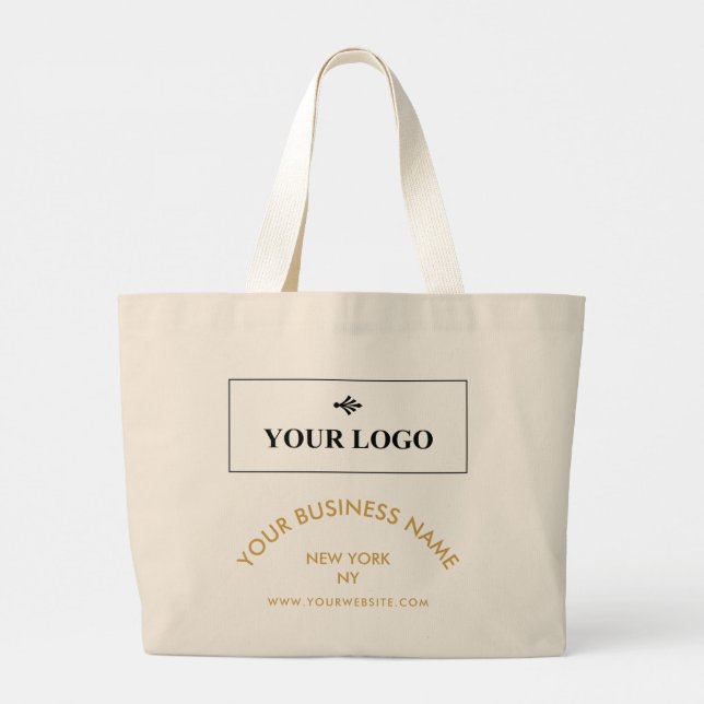 Your Logo Business Name Website Promotional Large Tote Bag (Back)