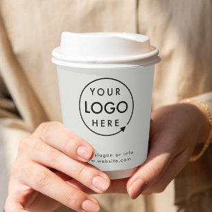 Your Logo   Business Professional Minimal Grey Paper Cups