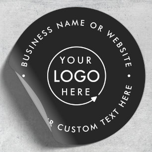 Your Logo Business Professional Modern Black Classic Round Sticker