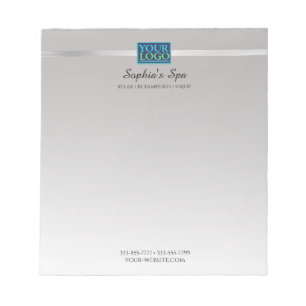 Your Logo, Business Promo Name & Info Silver Black Notepad