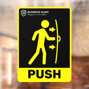 Your Logo Business Push To Open Door Window Cling