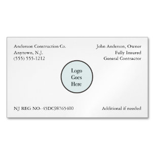 Your Logo Company Information Registration Busines Magnetic Business Card