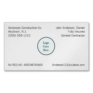 Your Logo Company Information Registration  Magnetic Business Card