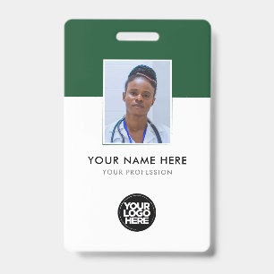 Your Logo Corporate Business Health Emerald Green ID Badge