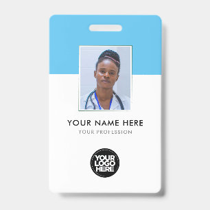 Your Logo Corporate Business Health Light Blue ID Badge