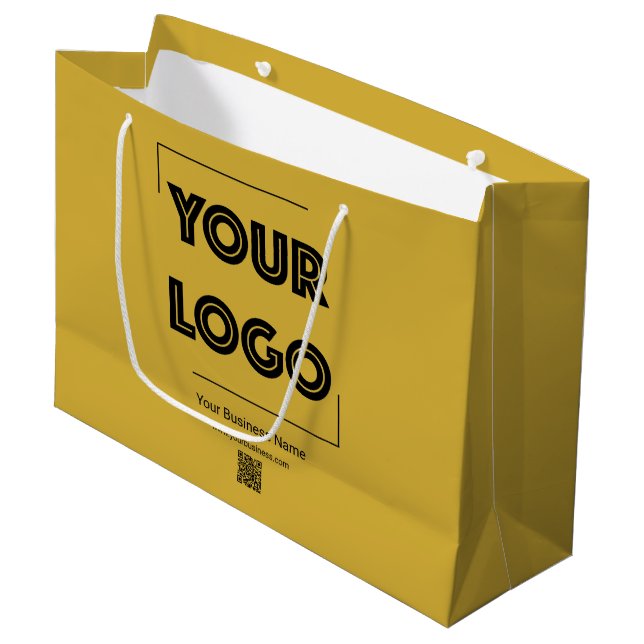 Your Logo Custom Business Marketing Gold Large Gift Bag (Front Angled)