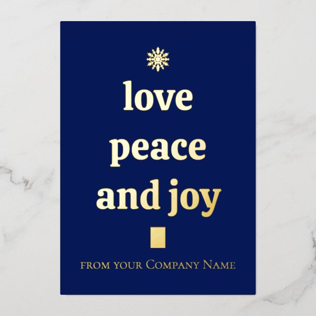 Your Logo Custom Business Minimalist Gold  Foil Holiday Card (Front)
