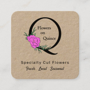 Your Logo Custom Modern Trendy Flower Farm Square Business Card