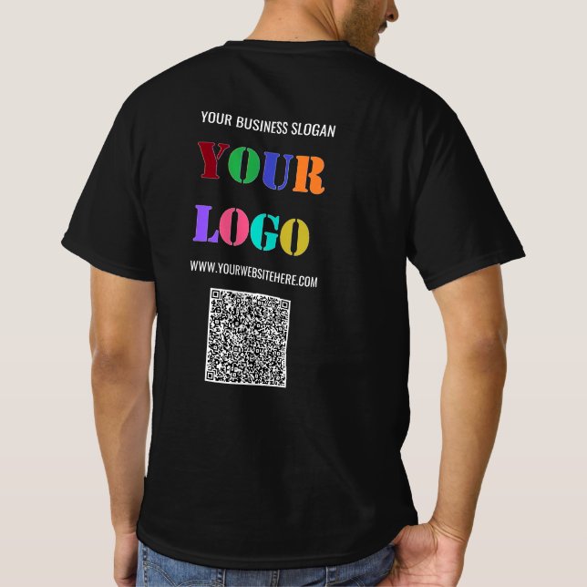 Your Logo Custom Text and QR Code Business T-Shirt (Back)
