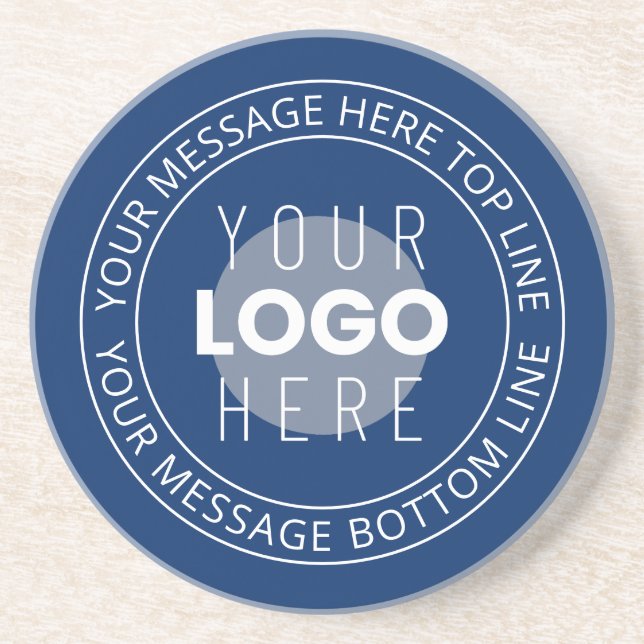 Your Logo & Customisable Circular Text | Navy Blue Coaster (Front)