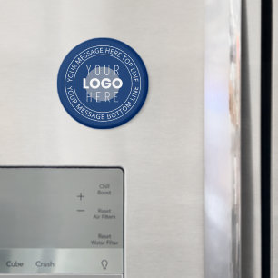 Your Logo & Customisable Circular Text   Navy Blue Magnet
