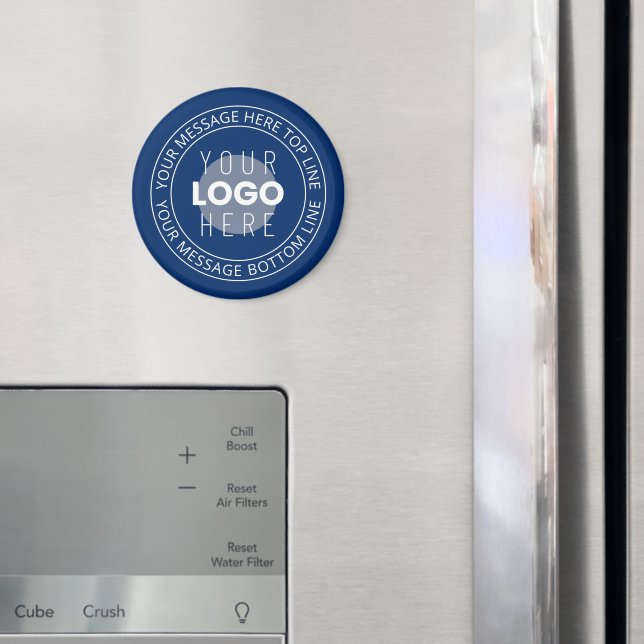 Your Logo & Customisable Circular Text | Navy Blue Magnet (In Situ (Fridge))