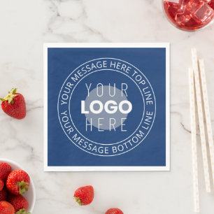 Your Logo & Customisable Circular Text   Navy Blue Napkin