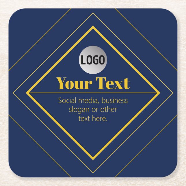 Your Logo & Customisable Design Template Square Paper Coaster (Front)