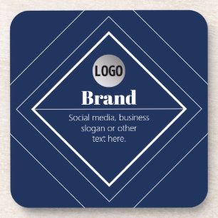 Your Logo & Customisable Modern Design   Navy Blue Coaster