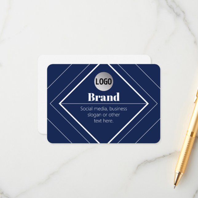 Your Logo & Customisable Modern Design | Navy Blue Enclosure Card (Front/Back In Situ)