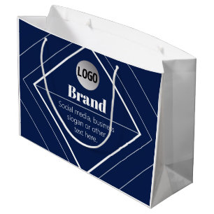 Your Logo & Customisable Modern Design Navy Blue Large Gift Bag