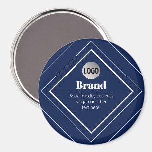 Your Logo & Customisable Modern Design   Navy Blue Magnet