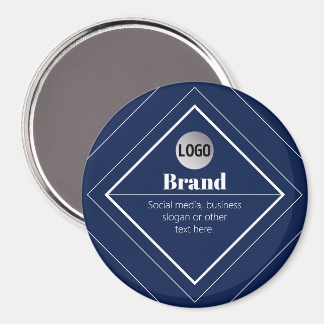 Your Logo & Customisable Modern Design | Navy Blue Magnet (Front/Back)