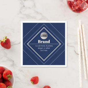 Your Logo & Customisable Modern Design Navy Blue Napkin