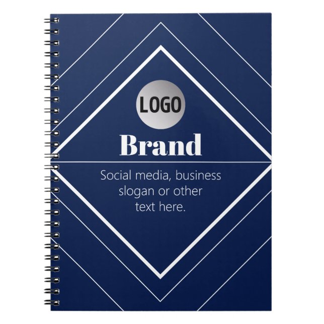 Your Logo & Customisable Modern Design | Navy Blue Notebook (Front)