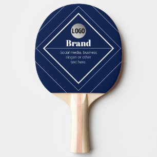 Your Logo & Customisable Modern Design Navy Blue Ping Pong Paddle
